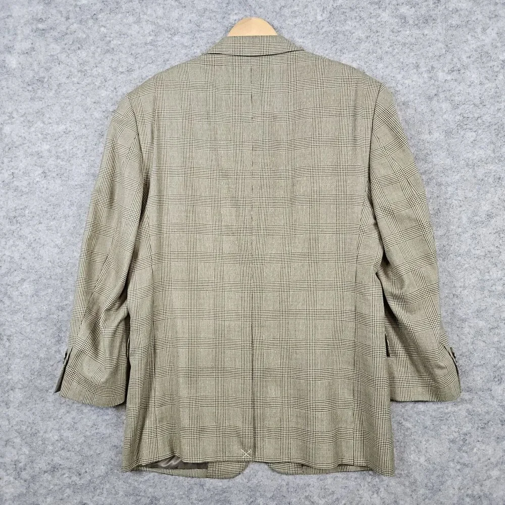 Jos A Bank Men's Size 42R Beige Windowpane Blazer/Sport Coat/Suit Jacket SPOT‎